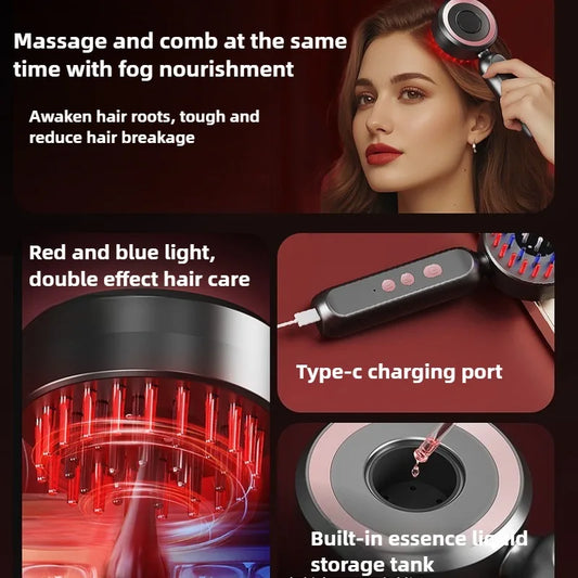Electric Vibration Scalp Massage Comb with Red Light & Oil Applicator