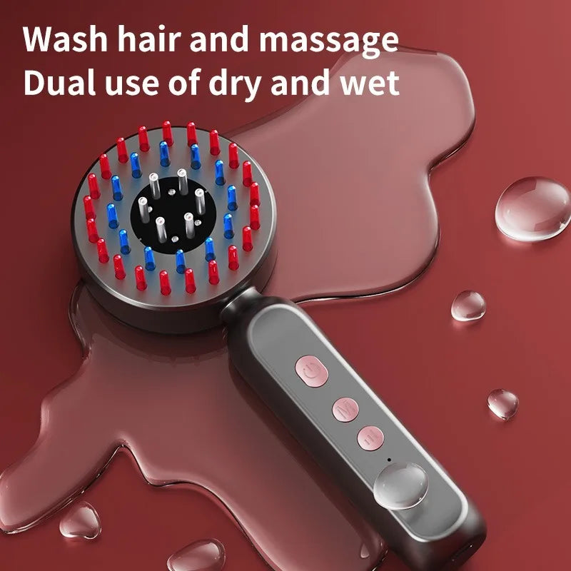 Electric Vibration Scalp Massage Comb with Red Light & Oil Applicator