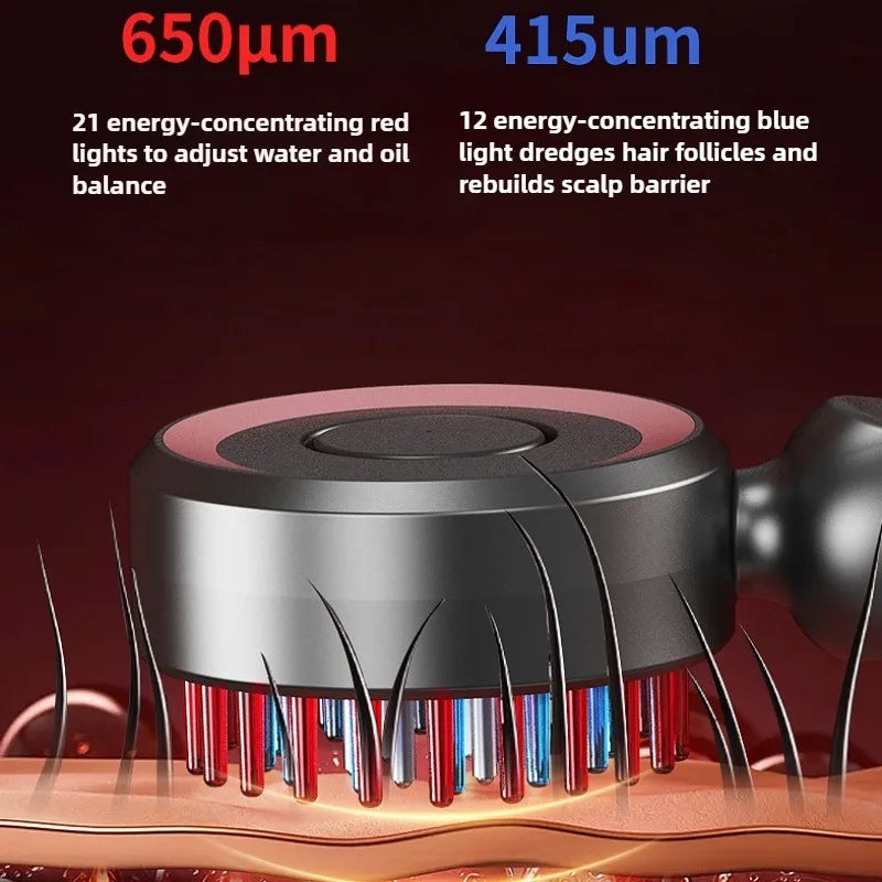 Electric Vibration Scalp Massage Comb with Red Light & Oil Applicator